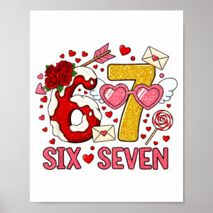 Affiche La Saint-Valentin Drôle 67 Mème Six Sept 6 7 Cœurs