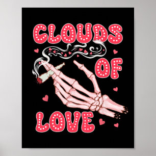 Affiche La Saint-Valentin Herbe Stoner Fumant Des Nuages D