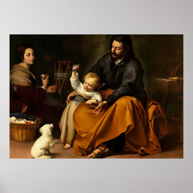 Affiche La Sainte Famille avec un Petit Oiseau par Murillo (Devant)