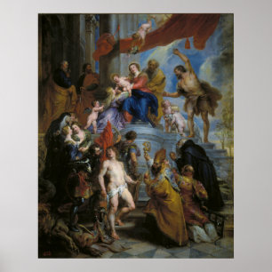 Affiche La Sainte Famille entourée de Saints