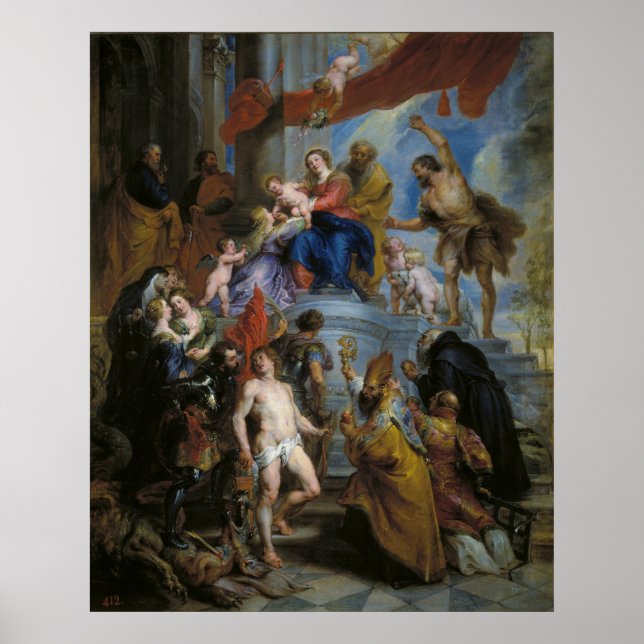 Affiche La Sainte Famille entourée de Saints (Devant)