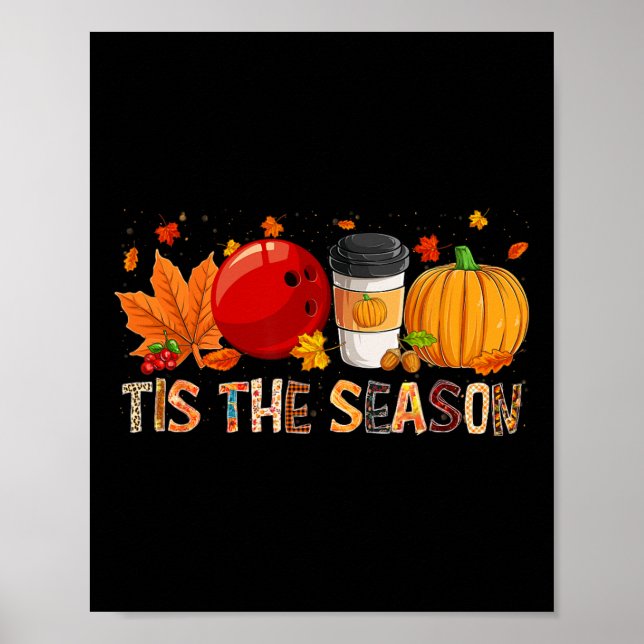 Affiche La Saison Léopard Citrouille Bowling Halloween Aut (Devant)