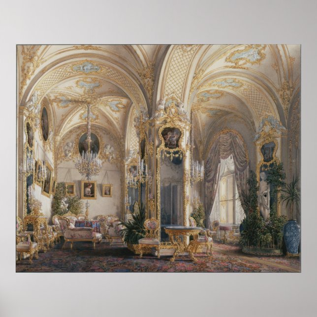 Affiche La Salle de Dessin en style Rococo II, avec Cupido (Devant)