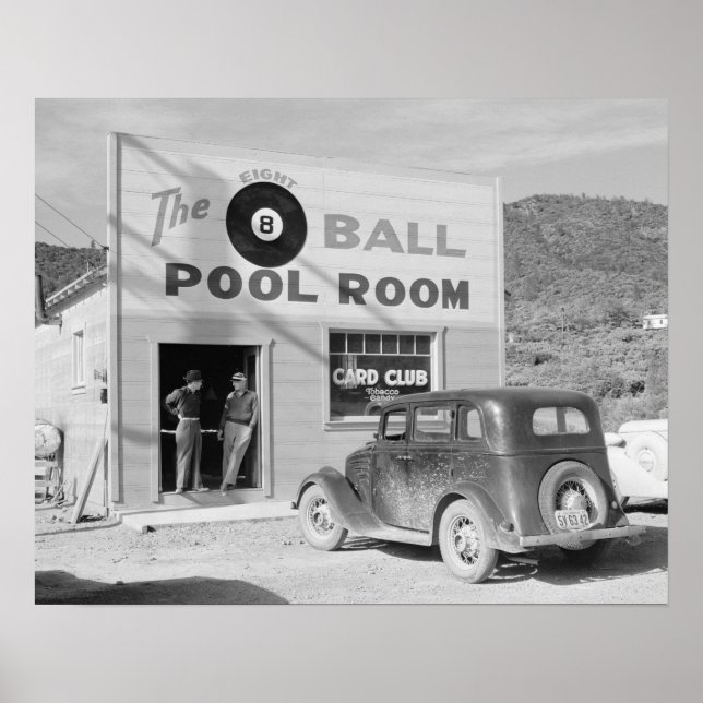 Affiche La Salle De Piscine À Huit Balles, 1940. Photo vin (Devant)