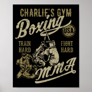 Affiche La salle de sport de Charlie Boxe MMA Design Rétro