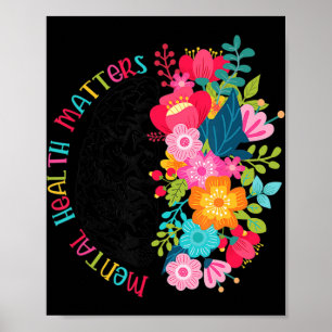 Affiche La santé mentale est importante Fleurs Répandre la