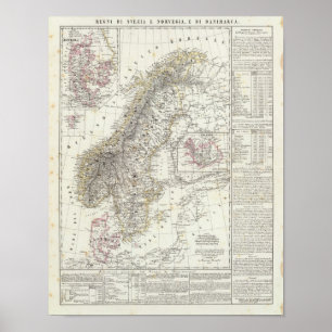 Affiche La Scandinavie, Suède, Norvège