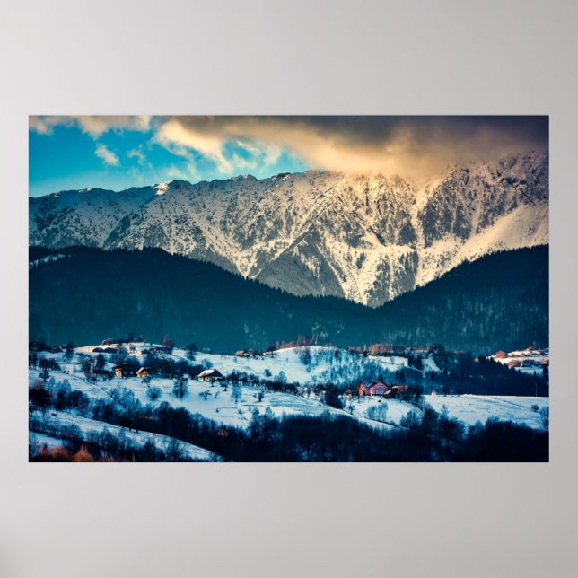 Affiche La scape de l'hiver dans le village de Carpathian  (Devant)