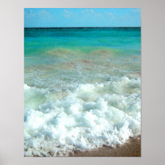 Affiche La scène d'aquarelle de plage animée