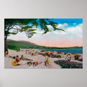 Affiche La scène de plage à Carmel, Californie