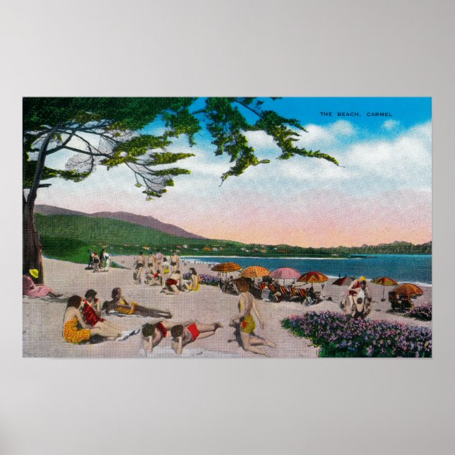 Affiche La scène de plage à Carmel, Californie (Devant)