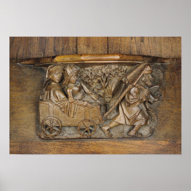Affiche La sculpture représentant un couple en chariot tir (Devant)