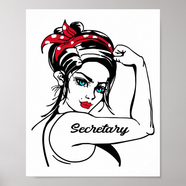 Affiche La Secrétaire Rosie Le Riveter Pin Up (Devant)