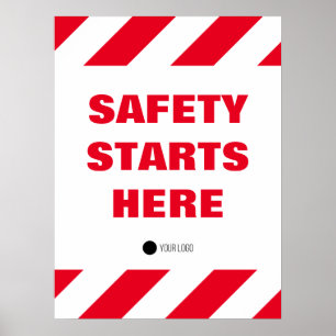 Affiche La sécurité commence ici Citation rouge et blanc s
