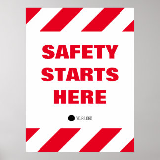 Affiche La sécurité commence ici Citation rouge et blanc s