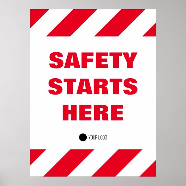 Affiche La sécurité commence ici Citation rouge et blanc s (Devant)