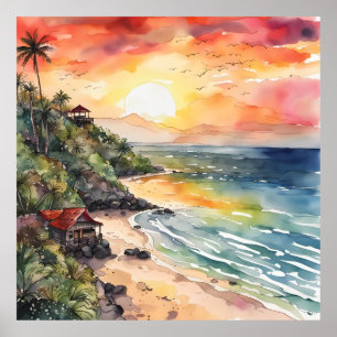 Affiche La Serenade du coucher de soleil à Bali