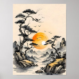 Affiche La sérénité dans la nature : l'art paysager à la j
