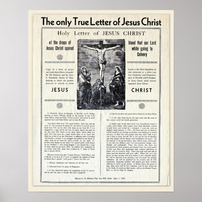 Affiche La Seule Vraie Lettre de Jésus-Christ (Devant)