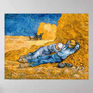 Affiche La Siesta (1890) Wheatfield Van Gogh Art classique