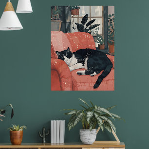 Affiche La sieste tropicale : Chat douillet dans la Jungle