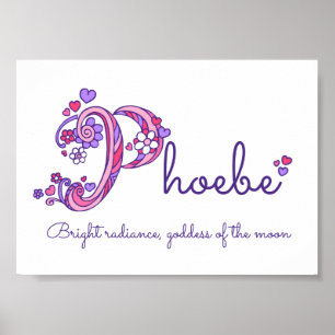 Affiche La signification du nom Phoebe avec initiale P et 