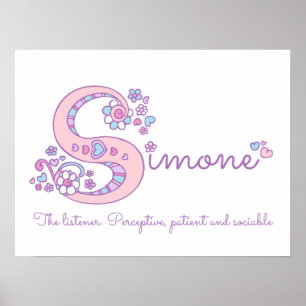 Affiche La signification du nom Simone avec un S en lettre
