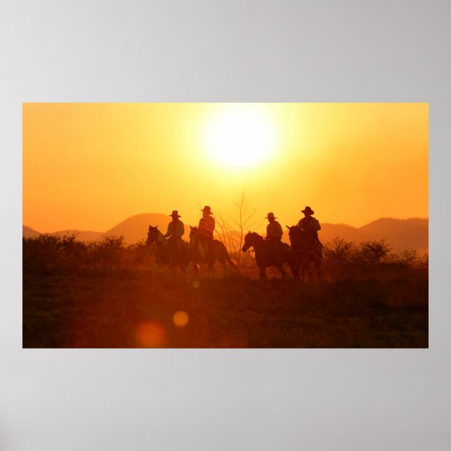 Affiche La silhouette du cavalier comme costume cowboy (Devant)