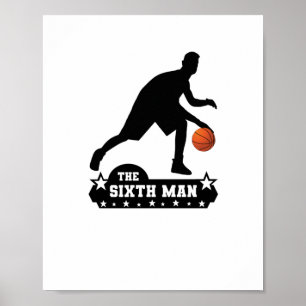 Affiche La Silhouette Du Sixième Homme De Basket