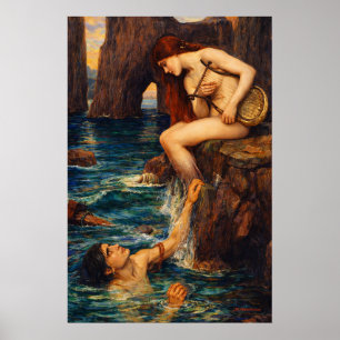 Affiche La Sirène par John William Waterhouse