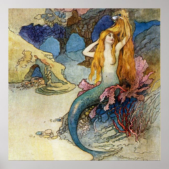 Affiche « La Sirène » par Warwick Goble (Devant)