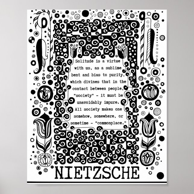 Affiche La solitude est une citation de vertu de Nietzsche (Devant)