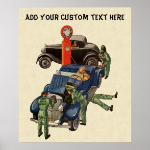 Affiche La station-service de Joe, entreprise vintage