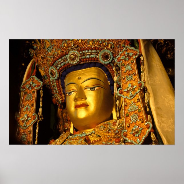 Affiche La statue de Bouddha Jowo dorée, temple de Jokhang (Devant)