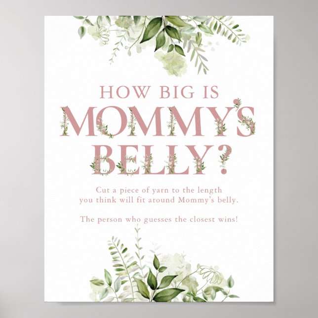 Affiche La taille du Baby shower rose du ventre de maman (Devant)