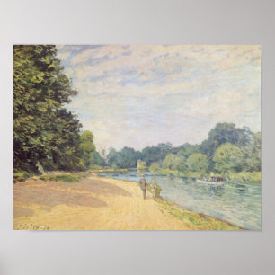 Affiche La Tamise avec l'église de Hampton, 1874