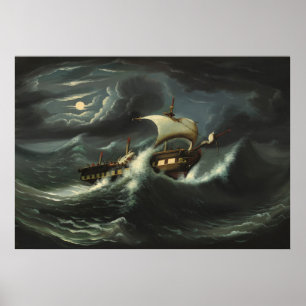Affiche La tempête a jeté la frégate en l'air par des