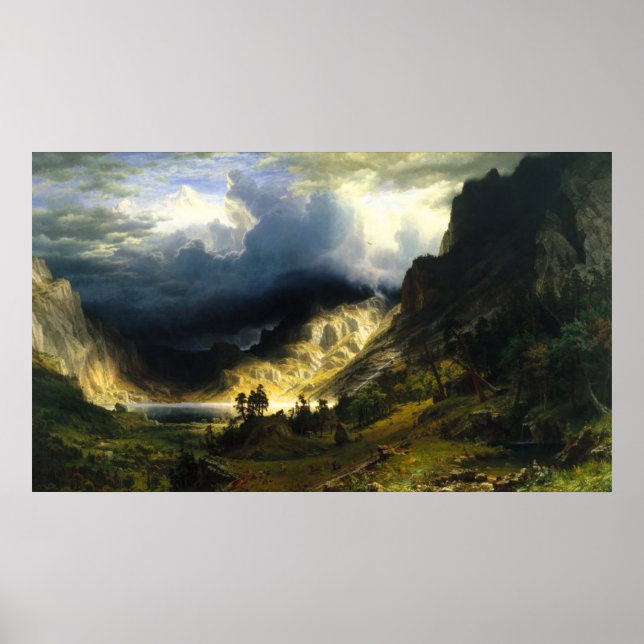 Affiche La tempête de Bierstadt dans les montagnes Rocheus (Devant)