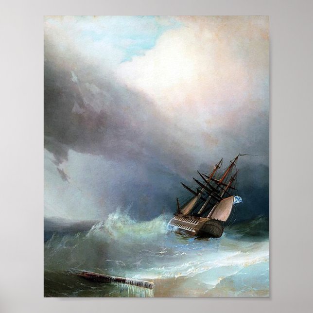 Affiche La tempête par Ivan Aivazovsky (Devant)