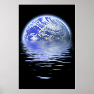 Affiche La terre au-dessus des ondulations de l'eau