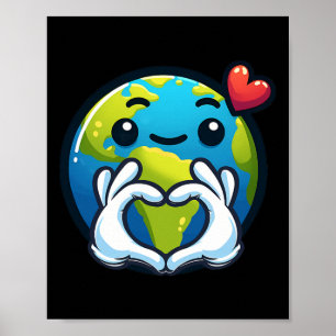 Affiche La Terre Avec Les Mains Du Coeur Jour des terres D