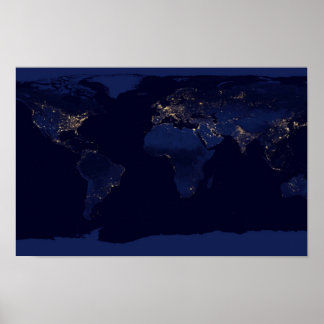 Affiche La Terre de nuit de l'espace