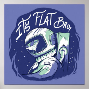 Affiche La Terre est la Théorie Plate Drôle Espace Extérie