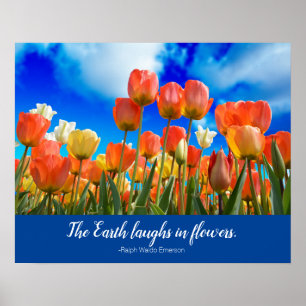 Affiche La Terre rit de fleurs Citation avec tulipes