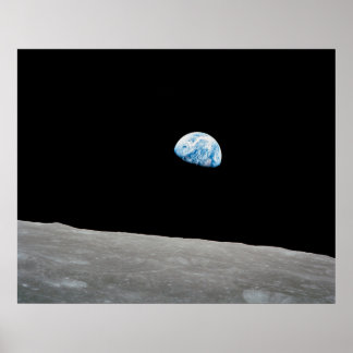 Affiche La Terre S'Élève Au-Dessus De L'Horizon Lunaire.