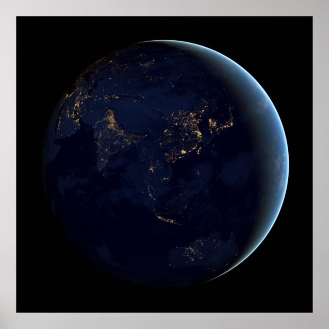 Affiche La Terre s'illumine la nuit en Asie et en Australi (Devant)