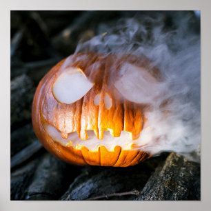 Affiche La tête Jack-o-Lantern d'un cavalier sans tête