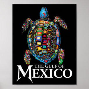 Affiche La Tortue De Mer Graphique Golfe Du Mexique N'Oubl