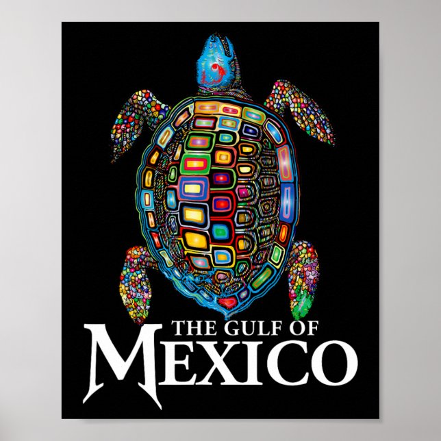 Affiche La Tortue De Mer Graphique Golfe Du Mexique N'Oubl (Devant)