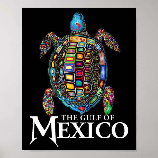 Affiche La Tortue De Mer Graphique Golfe Du Mexique N'Oubl (Devant)